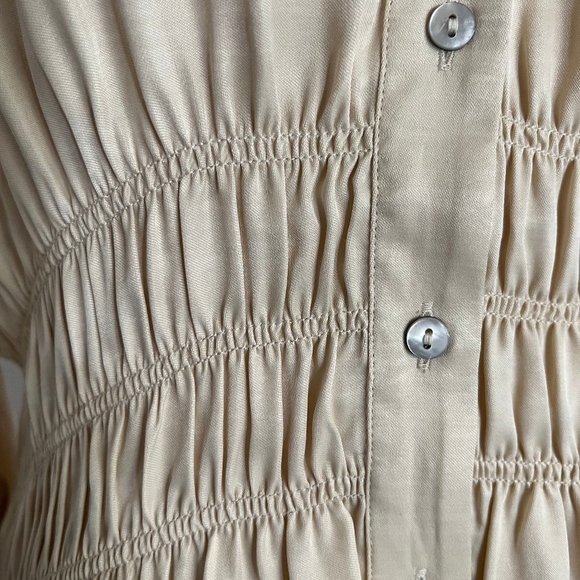 Anthropologie Smocked Satin Blouse Top Large MSRP Large $98 NWT - Picture 8 of 16